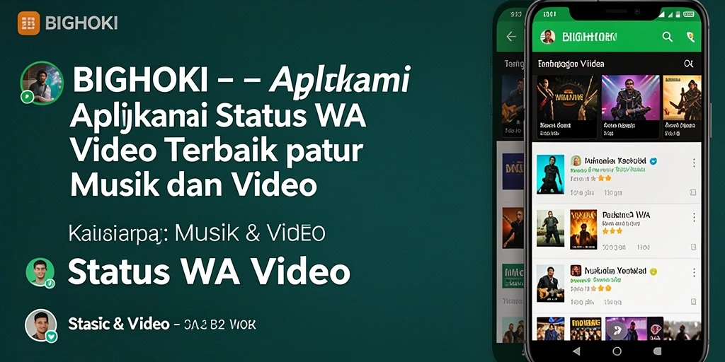 Antarmuka aplikasi BIGHOKI menampilkan berbagai pilihan video Status WA.