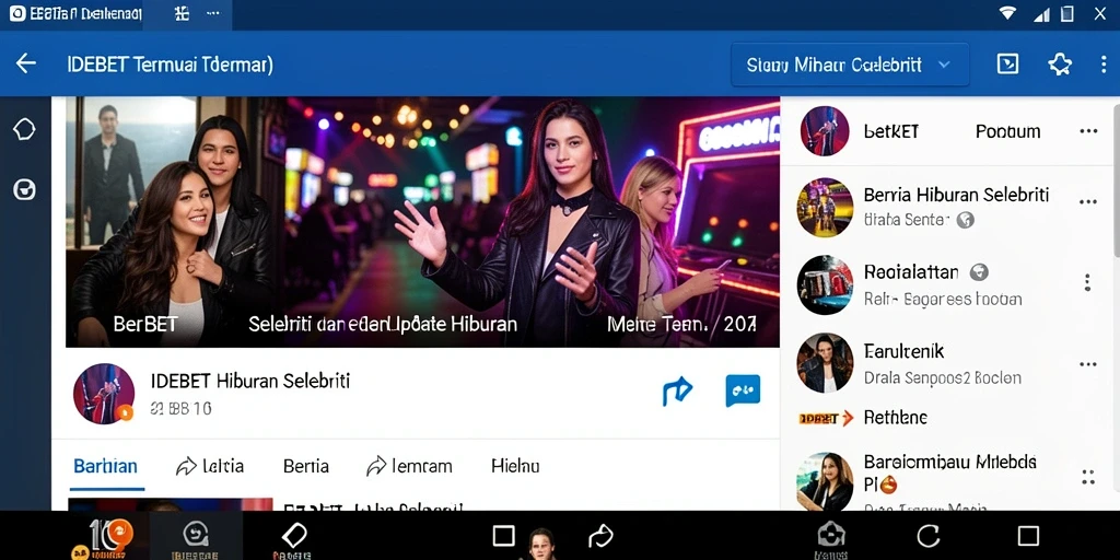 Antarmuka aplikasi IDEBET menampilkan berita selebriti terbaru.