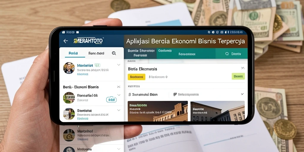 Antarmuka aplikasi MERAHTOTO menampilkan berita ekonomi terkini.