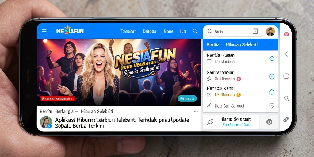 Antarmuka pengguna NESIAFUN yang menarik dan penuh dengan berita selebriti.