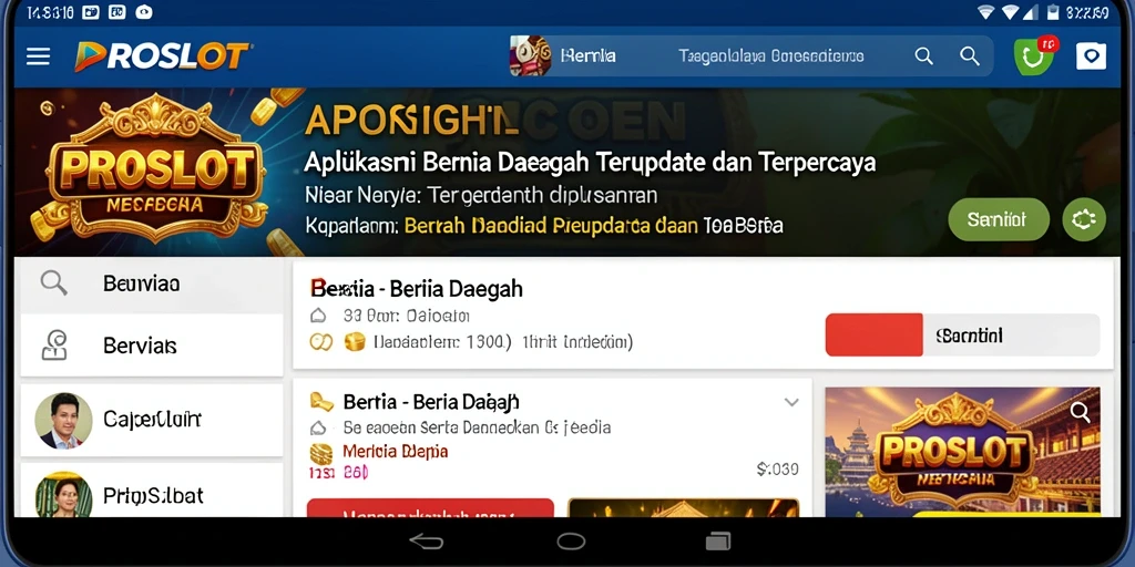Tampilan antarmuka aplikasi Berita Daerah PROSLOT yang menarik.