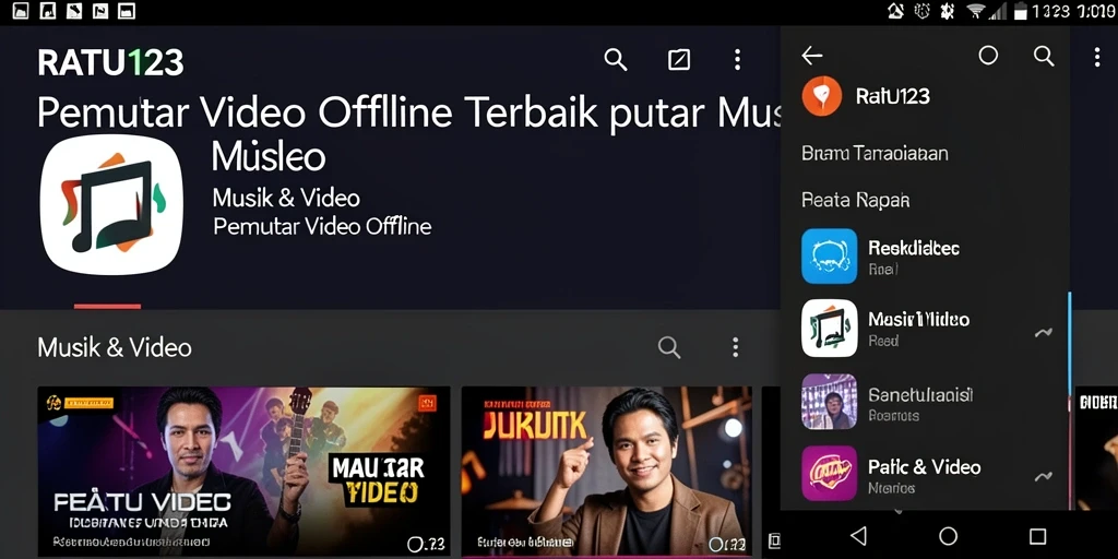 Antarmuka RATU123 yang sederhana dan menarik saat memutar video.