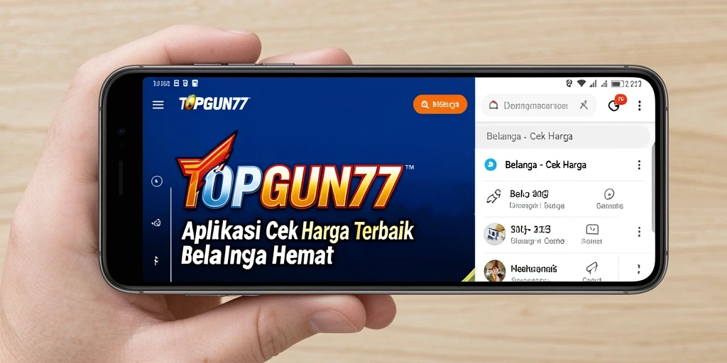 Tampilan antarmuka aplikasi TOPGUN77 untuk cek harga produk.